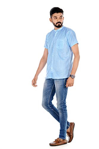 Image of Venisa Men's Cotton Blended Printed Casual Shirt