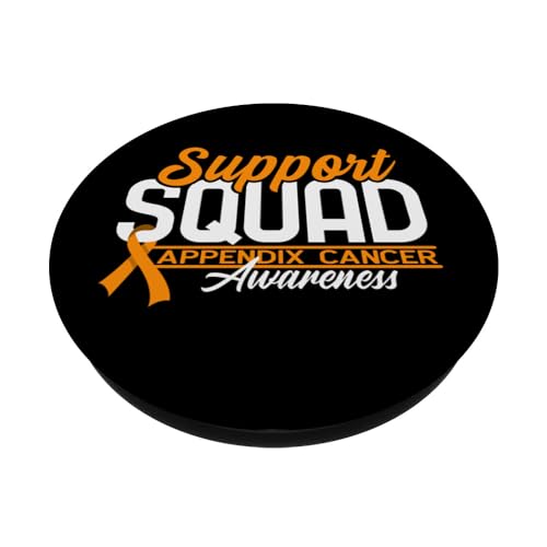 Support Awareness Squad I Appendiceal & Appendix Cancer PopSockets Swappable PopGrip, Black - Image 2