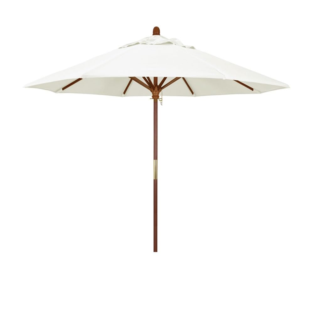 HCZKIUJY Wooden Garden Parasol,7ft/9ft White Pulley Operated Patio Umbrella,8 Ribs Vented Top,Outdoor Sunshine Protection Market Table Umbrella for Beach Yard Pool Deck