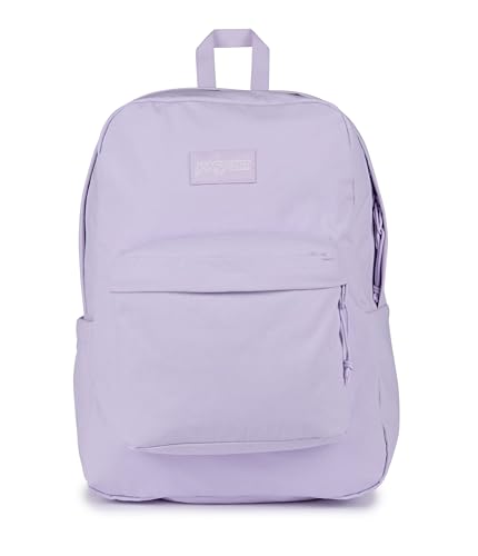 Image of JanSport Superbreak Plus FX Backpack - Work, Travel, or Laptop Bag with Water Bottle Pocket - Pastel Lilac
