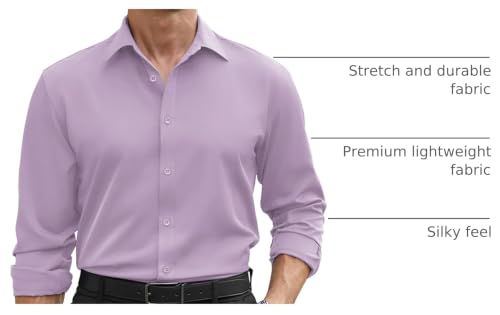 Image of COOFANDY Mens Stretch Dress Shirts Long Sleeve Button Down Shirt Regular Fit Formal Business Shirts