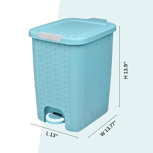 Image of FLAIR Ultra Home Pedal Trash Bin - 15L Large Dustbin with Inner & Lid | Unbreakable Plastic, Odor Control, Lightweight | Non Garbage Smell | Perfect for Bathroom, Kitchen & Office (Sky Blue)