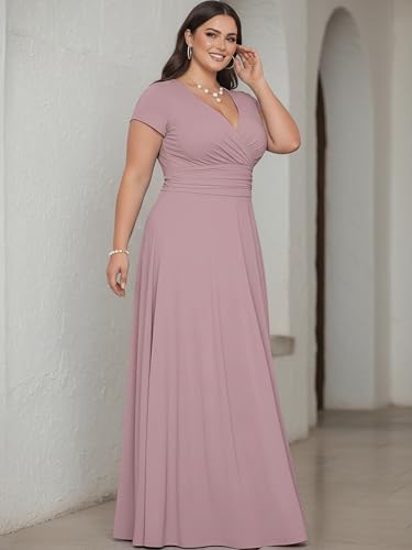 Image of KOH KOH Womens Sexy Cap Short Sleeve V-Neck Flowy Cocktail Gown