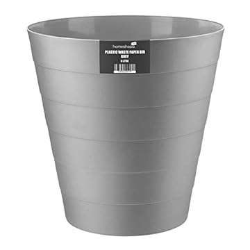 HOMESHOPA Plastic Waste Paper Bin Grey, 6L Round Waste Basket Trash Can, Lightweight Rubbish Bin for Kitchen, Bedroom, Bathroom, Open-Top Design, Ourdoor Gargabe Container Dustbin