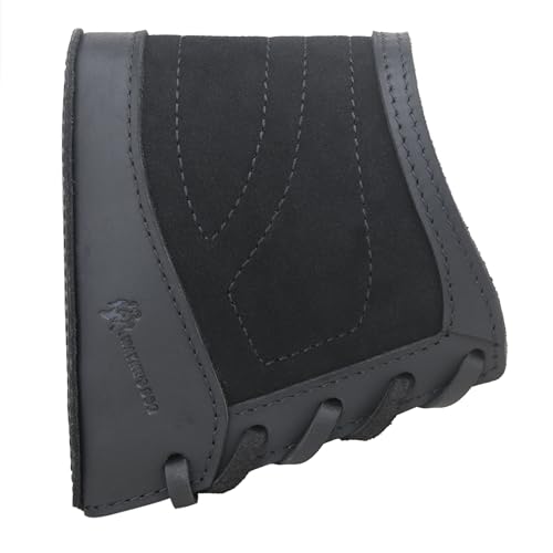 WAYNE'S DOG Slip On Recoil Pads for Rifles Shotguns, Adjustable Leather Shotgun Stock Extension Pad (Full Leather, Black)