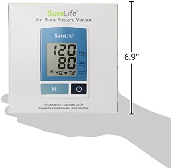 SureLife Arm Blood Pressure Monitor with dimensions indicated