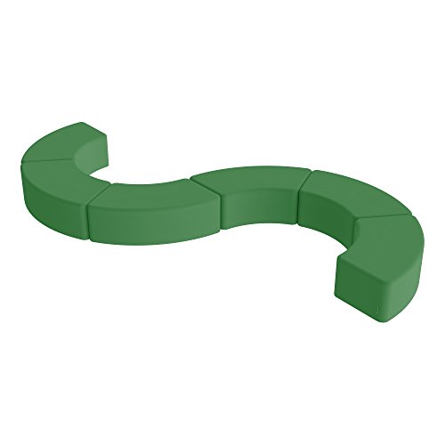 Image of Sprogs 12 inch H Structured S-Curve Stool -Flexible Modular Collaborative Soft Seating for Office, Home, Lounge and School Classrooms with Durable Frame & Set of 6 inch Legs Add-on -Green