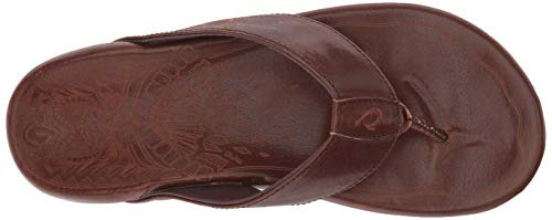 Olukai Kulia Men's Beach Sandals, Full-Grain Italian Leather Flip-Flop Slides, Compression Molded Footbed & Comfort Fit, Enhanced Grip Soles, Dark Wood/Dark Wood, 10 #TOP4