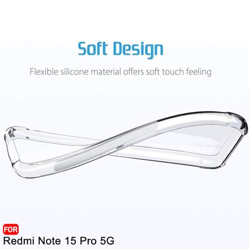 Image of TheGiftKart Crystal Clear Back Cover Case for Mi Redmi Note 15 Pro 5G | Shockproof Soft TPU Case | Cushioned Edges for Ultimate Protection Back Cover Case (TPU, Transparent)