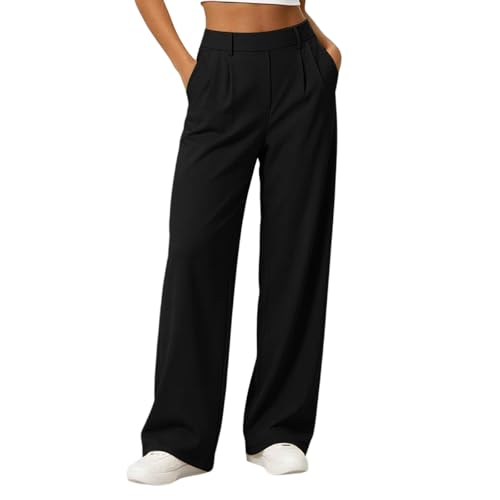 Womens High Waisted Dress Pants Baggy Stretchy Straight Wide Leg Trousers - image 1