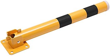 TOPWAY Car Parking Space Lock Bollard, High Visibility Yellow and Red Lockable Fold Down Car Parking Barrier, Private Car Park Driveway Guard Saver Blocker, 60cm Height, Budget Range