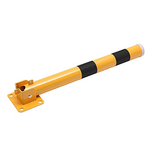 TOPWAY Parkplatzsperre Poller Parkpfosten für Autoparkplätze abschließbarer herunterklappbarer Parkplatz-Sperrpoller, Privater Parkplatz, gelbe und Schwarz, 60cm Höhe (Budget)
