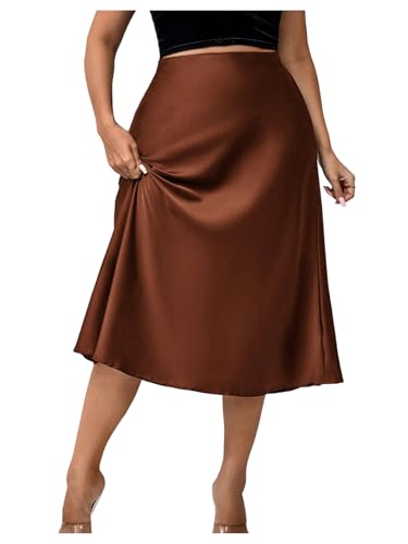 Floerns Women's Plus Size Elegant A Line Midi Skirts High