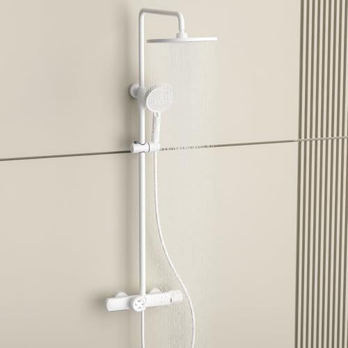 Douche ensemble de douche avec pommeau cascade et douchette blanche multifonction - 2