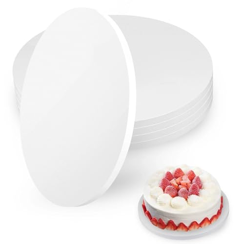 Kievano Lot de 5 Supports à Gâteau Ronds 30 cm x 12 mm – Carton Bois de Qualité Alimentaire, Réutilisables, Antigraisse et Imperméables – Semelle Gâteau Blanche pour Gâteaux de 8 à 11 Pouces