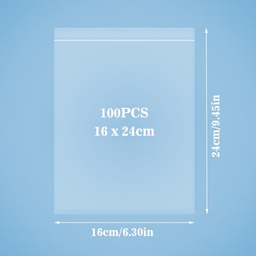 Miniatura 2 de Dilpeak Bolsas Plástico Transparente Reutilizables, Bolsa Autocierre Cremallera, Bolsas Herméticas Pequeñas Para Almacenar Nueces, Granos, Vestimenta, Manta Etc., 16x24cm, 100 Piezas