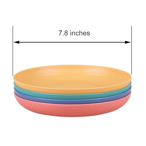 Image of 7.8 Inches Unbreakable Wheat Straw Plates - Reusable Plate Dinner Set - Dishwasher & Microwave Safe - Healthy, BPA Free & Eco-Friendly (7.8 Inches /6 Color H)