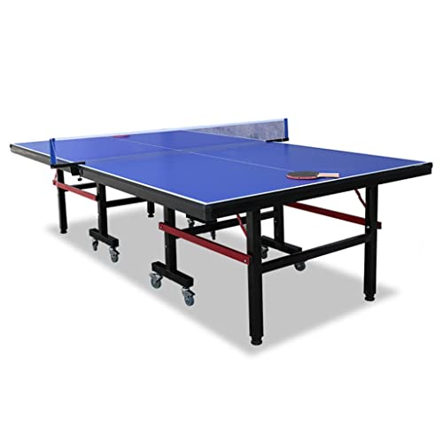 Table Tennis Table de ping-pong professionnelle d'extérieur avec poulie, table pliable bleue, assemblage facile en 10 minutes, avec filet, 2 pagaies et 3 balles