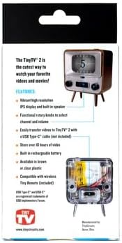 Miniatura 8 de TinyCircuits TinyTV 2 Mini TV portátil retro - Pantalla IPS de 1.14 pulgadas, videos precargados y cargables, recargable USB-C, controles de perilla