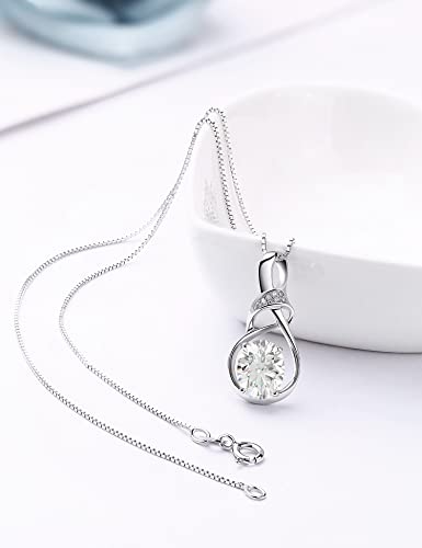 Hxzz Fine Jewelry Birthstone Gifts For Women Natural Gemstone White Crystal Sterling Silver Pendant Necklace Anniversary Birthday Gift For Wife Mom Her Girls #TOP5