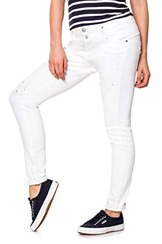 ONLY Damen Slim Fit Jeans Antifit Destroyed Jeans Skinny Jeans Used Look (W30 L32, White)