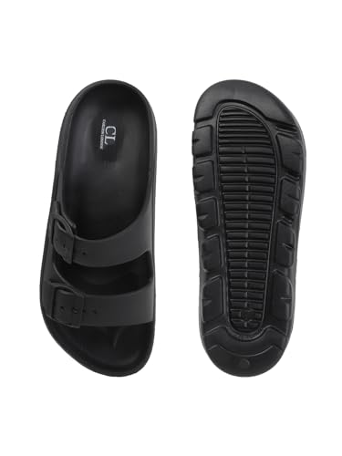 Image of Carlton London Men's Casual Thong Flip Flops with Striped Straps and Metallic Accent