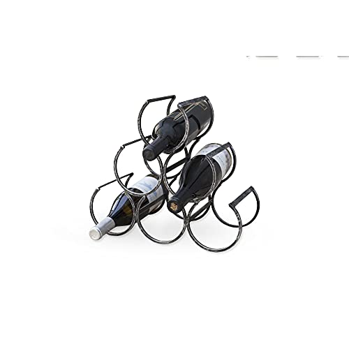 Twine Country Home Metal Wine Rack, Set Of 1, Freestanding Vintage Style Wine Bottle Storage, Black Cast Iron With Antique Finish, Holds 6 Bottles Of Wine Or Liquor, 11.25" X 13" X 6.5" #TOP7