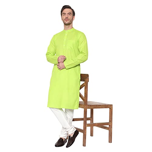 Image of LATEST CHIKAN Men's Cotton Blend Regular Solid Kurta Pyjama Set - Casual Ethnic Set
