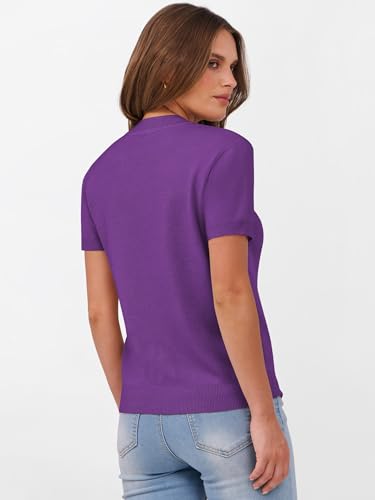 Image of ANRABESS Womens Short Sleeve Sweaters Wool Blend Crew Neck Sweater Shirts Business Casual Work Tops 2026 Summer Outfits