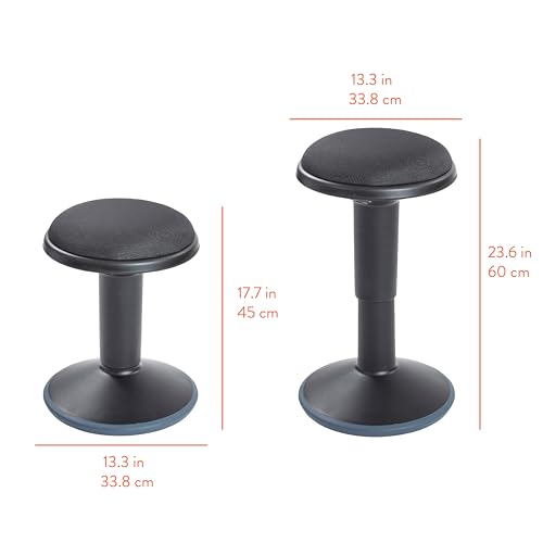 Image of Back2School Express Adjustable Height Wobble Stool, Active Seating Chair with Padded Cushion, Ergonomic Flexible Desk Stool for Teens and Adults, Black