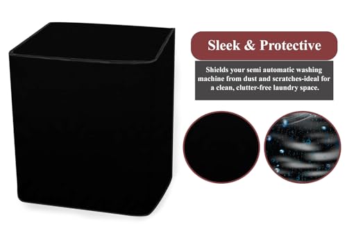 Image of The Furnishing Tree Polyester Waterproof Semi Automatic Washing Machine Cover Compatible for Whirlpool 6 Kg, 6.2 Kg, 6.5 Kg, 7 Kg & 7.2 Kg, DxWxH In Cms: ( 51x83.8x96.5 ), Black
