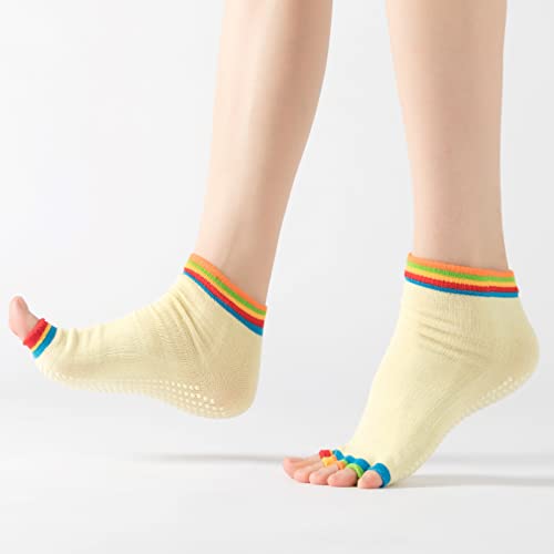 Meias femininas de ioga e pilates sem dedos com aderência para mulheres, meias acolchoadas antiderra