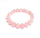 Natural Rose Quartz Bracelet | Natural Madagascar Rose Quartz Stretch Bracelet | Pink Beaded Bracele