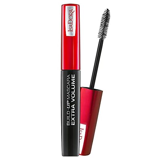 IsaDora Build Up Volymmascara - Extra Volume and Length 01 Super Black –Long Lasting Volym Mascara för Tjocka Långa Fransar Vegan Makeup för Känsliga Ögon, Svart 12 ml