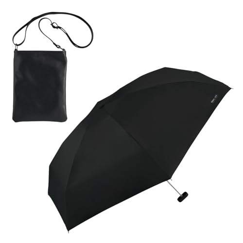 【レザー調ポシェット付き・コンパクト】男の晴雨兼用傘 Wpc. IZA(イーザ) THE GENTLE ONE ブラック ≪遮熱/遮光率100%/UVカット率100%/UPF50＋/晴雨兼用≫ 折りたたみ傘 日傘 メンズ ZA023-001-102