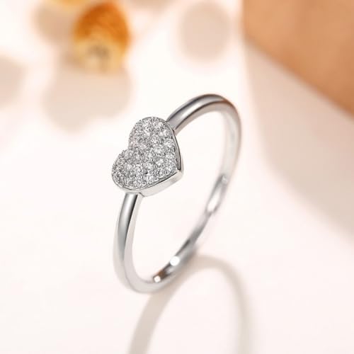 Cubic Zirconia Statement Ring Heart Personalized Accessory Ideal for Women's Daily Casual Wear Party Holiday Anniversary Love Jewelry Gift