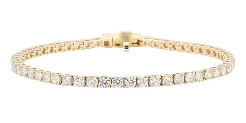 14K White and Yellow Gold Lab Grown Diamond Tennis Bracelet for Women - Round Cut Diamonds 7 Inches Bracelet - Valentine Day Jewelry Gift for Womens, Her, Wedding, F-G Color, VVS-VS Clarity