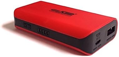 DE 5,200mah 2.1A Powerbank - Portable Smartphone/Power bank Battery Charger with Flashlight - Red Base Black Trim (In Retail Packaging)
