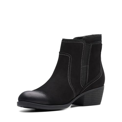 Clarks Women's Charlten Ave Ankle Boot, Black Nubuck, 10 Wide US