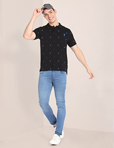 Image of U.S. Polo ASSN. Printed Slim Fit Polo T Shirts for Men - 100% Cotton, Half Sleeves Mens Tshirt
