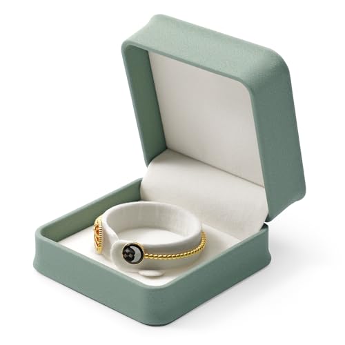Green Leather Bracelet Gift Box Bracelet HolderJewelry Gift Box Velvet Interior Bangle Holder Storage (Green)