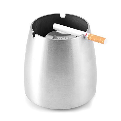 No-Lid Ashtray for Cigarettes Outdoors Indoors Stainless Steel Windproof Ashtrays for Cigarettes Outside Home Office by WOFO