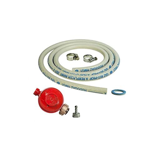 Kit connexion gaz complet pour Appareils à gaz (Détendeur PROPANE 37 mbar + tuyau souple 1.50m + embout tétine)