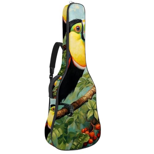 Étui étanche pour guitare acoustique au design toucan multicolore soigné