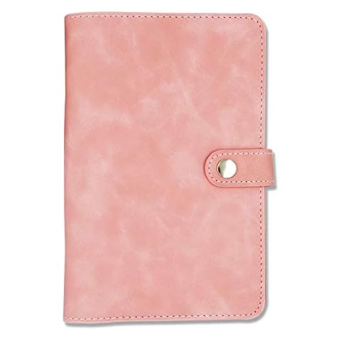 A6 PU Leather Notebook Binder, Refillable 6 Round Ring Binder Cover for A6 Filler Paper, Notebook Personal Planner Binder Pink Cover