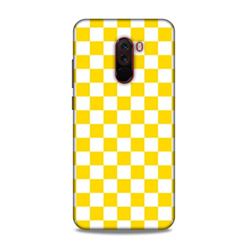 Image of Printed Mobile Back Hard Case Cover for Xiaomi Poco F1 | Check Print, Small Boxes, Yellow & White-2204