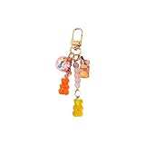 Cute Resin Gummy Bear Key Chain,Candy Color Animal Bear Charms Keychains Car Keys Bag Pendant Keyrin
