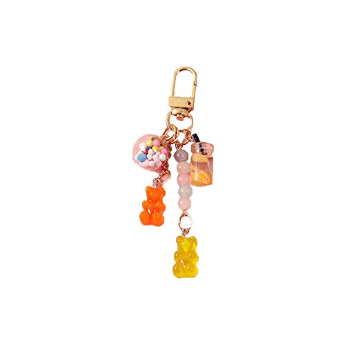 Cute Resin Gummy Bear Key Chain,Candy Color Animal Bear Charms Keychains Car Keys Bag Pendant Keyring Jewelry Gift(Yellow) #TOP29