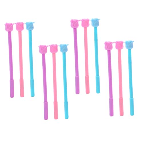 Juego de 12 bolígrafos gel con diseño de rosa