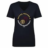 500 LEVEL Peyton Watson Denver Nuggets Women's V-Neck T-Shirt - Peyton Watson Denver Nuggets Player Ball WHT (Navy, Medium)